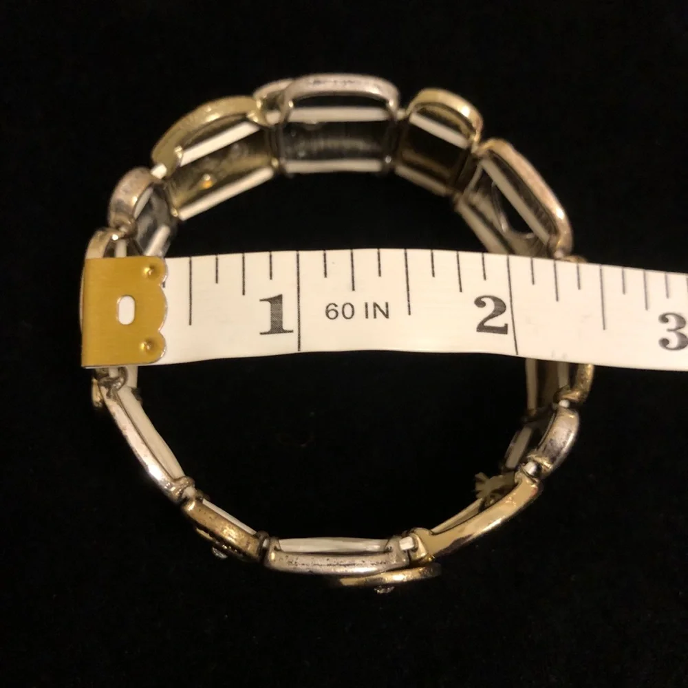 Mixed Metal Spiral Pattern Inspirational Statement Bracelet